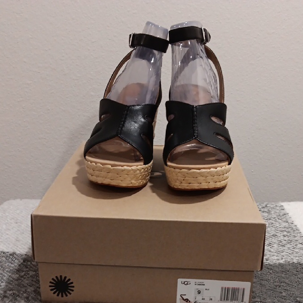 UGG Women's Black Wedge Sandals